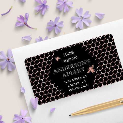 Metallic Honeycomb Queen Bee Apiary Return Address Label