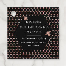 metallic honeycomb rose gold monogram honey jar