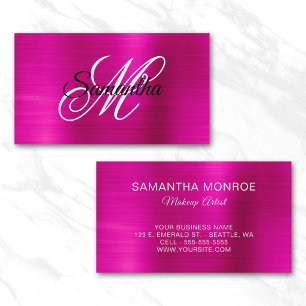Metallic Hot Pink Foil Fancy Monogram Business Card