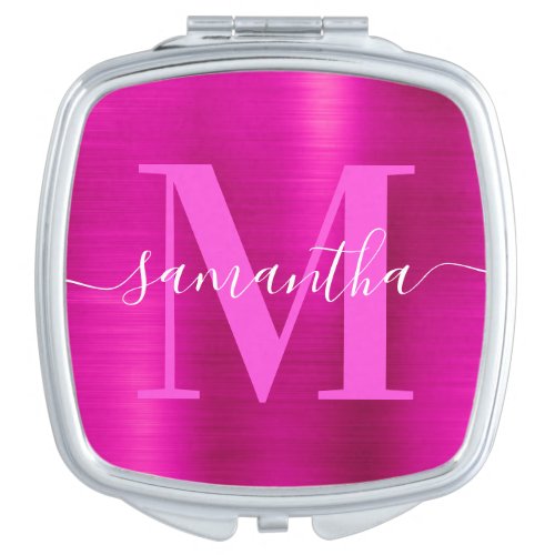 Metallic Hot Pink Signature Monogram Compact Mirror