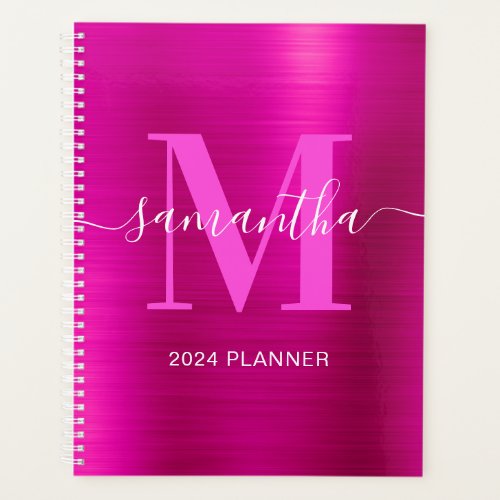Metallic Hot Pink Signature Monogram Planner