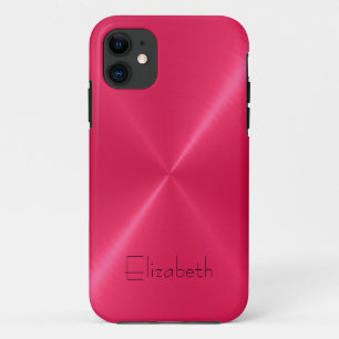 Metallic Hot Pink Stainless Steel Metal Look iPhone 11 Case