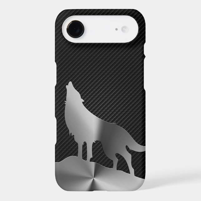Metallic howling wolf with carbon fiber Case-Mate iPhone case (Back)