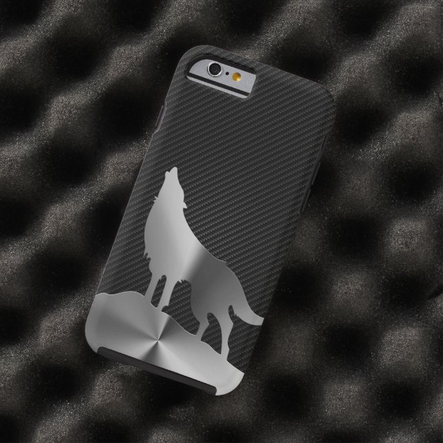 Metallic howling wolf with carbon fiber Case-Mate iPhone case (In Situ)