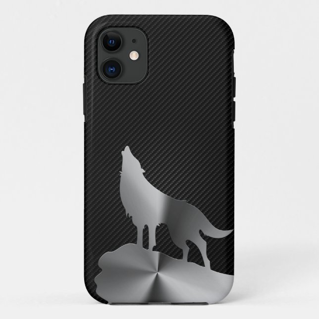Metallic howling wolf with carbon fiber Case-Mate iPhone case (Back)