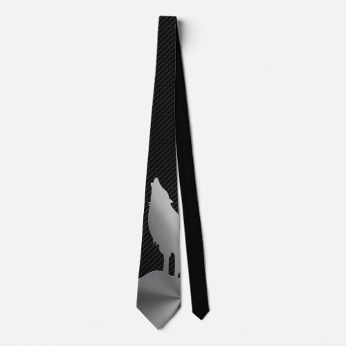 Metallic howling wolf with carbon fiber neck tie