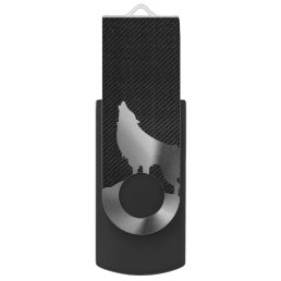 Metallic howling wolf with carbon fiber USB flash drive