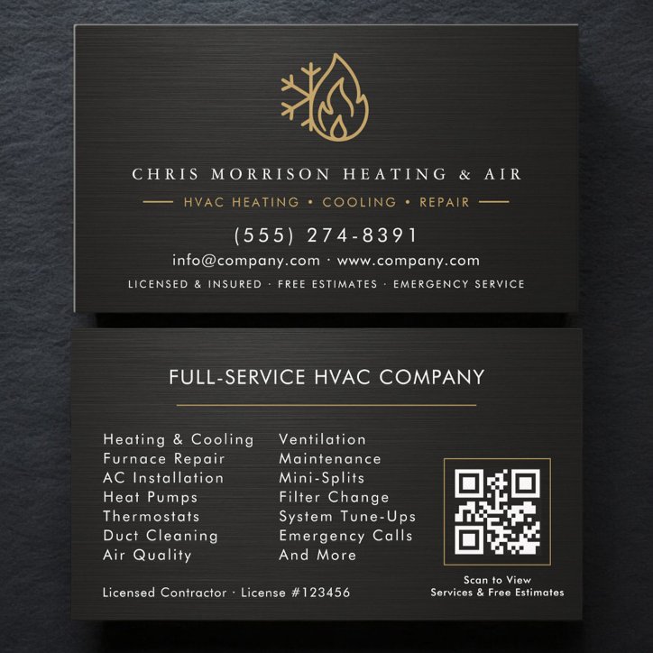 Metallic Hvac Services Company QR Code Business Card
