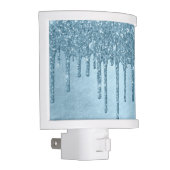 Metallic Ice Blue Drip | Glitzy Glam Glitter Melt Night Light (Right)