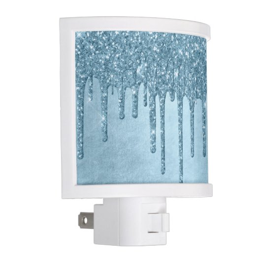 Metallic Ice Blue Drip | Glitzy Glam Glitter Melt Night Light (Right)