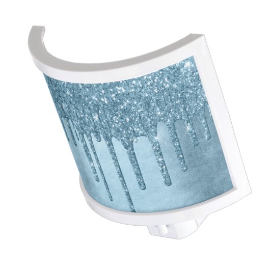 Metallic Ice Blue Drip | Glitzy Glam Glitter Melt Night Light (Angled)