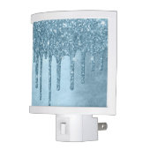 Metallic Ice Blue Drip | Glitzy Glam Glitter Melt Night Light (Left)