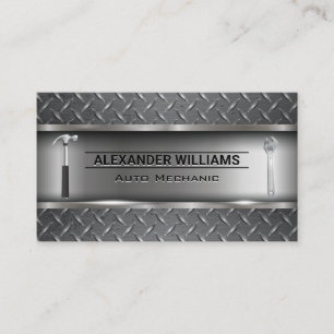 Metallic Industrial Steel Hammer Wrench Business Card