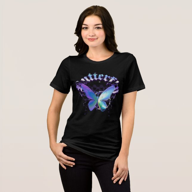 Metallic Iridescent Butterfly  Tri-Blend Shirt (Front Full)