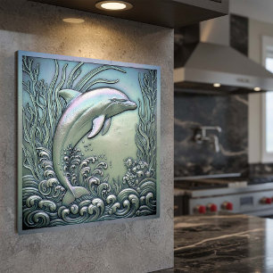 Metallic Iridescent Dolphin D1223 Metal Print