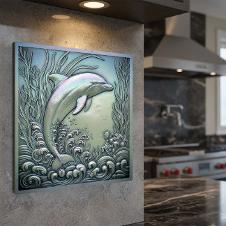 Metallic Iridescent Dolphin D1223 Metal Print