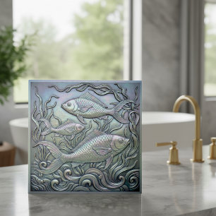 Metallic Iridescent Fish ID1223 Ceramic Tile