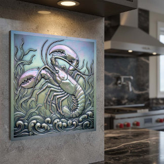 Metallic Iridescent Lobster D1223 Metal Print