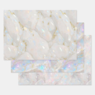 Metallic Iridescent Opal Gemstone Crystal Elegant Wrapping Paper Sheets