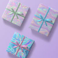 Pink Wrapping Paper Roll Holographic Iridescent Wrapping Paper for