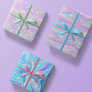 Metallic Iridescent Rainbow Pink Aqua Purple Girly Wrapping Paper Sheets