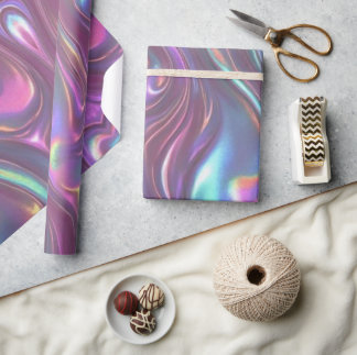 Metallic Iridescent Rainbow Pink Aqua Purple  Wrapping Paper