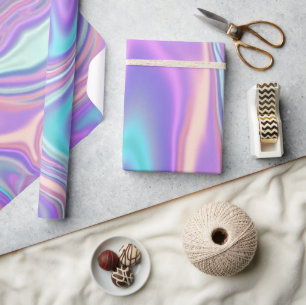 Metallic Iridescent Rainbow Pink Aqua Purple Wrapping Paper