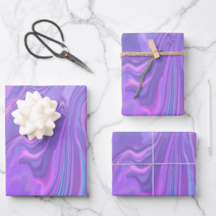 Metallic Iridescent Rainbow Pink Aqua Purple  Wrapping Paper Sheets
