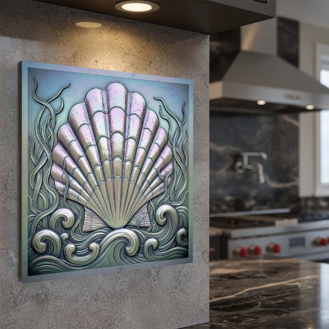 Metallic Iridescent Scallop Shell D1223 Metal Print (Creator Uploaded)