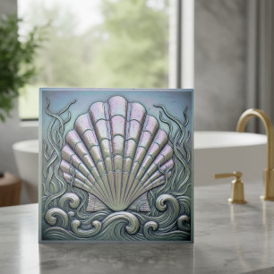 Metallic Iridescent Scallop Shell ID1223 Ceramic Tile