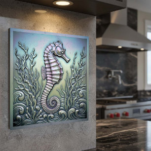 Metallic Iridescent Seahorse D1223 Metal Print