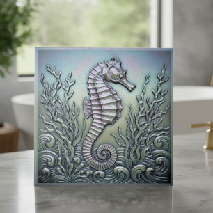 Metallic Iridescent Seahorse ID1223 Ceramic Tile
