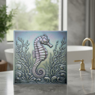 Metallic Iridescent Seahorse ID1223 Ceramic Tile
