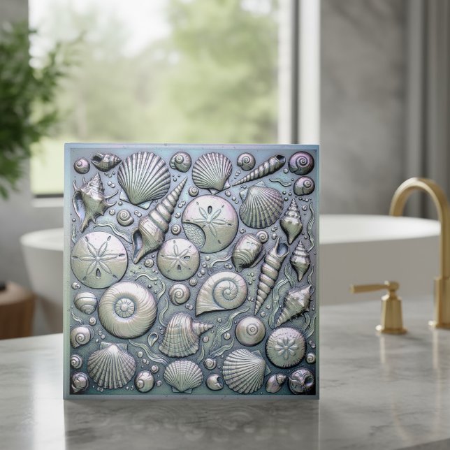 Metallic Iridescent Seashells D1223 Ceramic Tile (Creator Uploaded)
