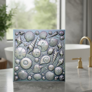 Metallic Iridescent Seashells ID1223 Ceramic Tile