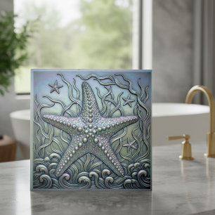 Metallic Iridescent Starfish D1223 Ceramic Tile