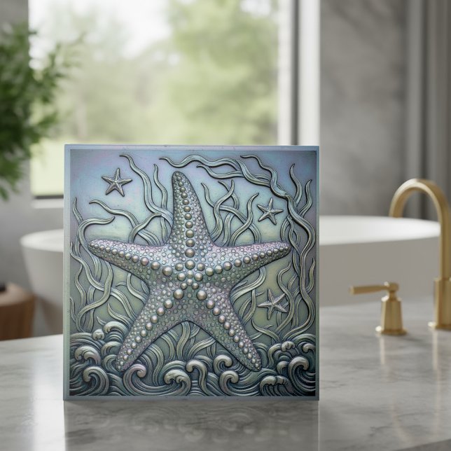 Metallic Iridescent Starfish D1223 Ceramic Tile (Creator Uploaded)