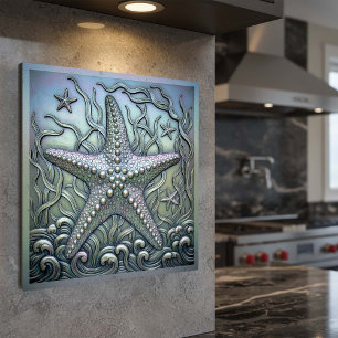 Metallic Iridescent Starfish D1223 Metal Print