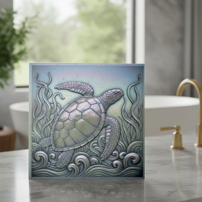 Metallic Iridescent Turtle D1223 Ceramic Tile (Creator Uploaded)