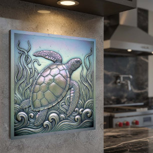 Metallic Iridescent Turtle D1223 Metal Print