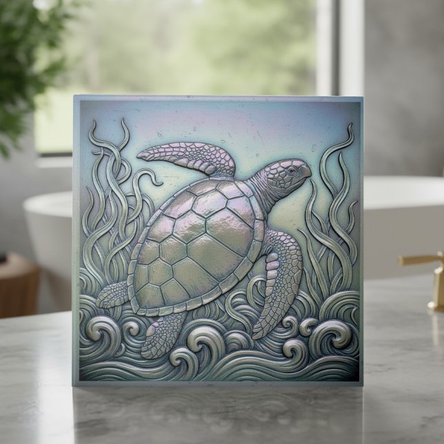 Metallic Iridescent Turtle ID1223 Ceramic Tile (Creator Uploaded)