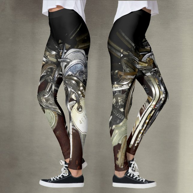 Metallic Keys Steampunk Chic Leggings (Creator Uploaded)