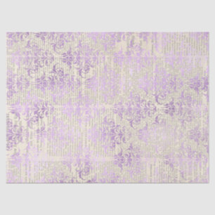 Metallic Lavender Damask on Newsprint Decoupage Tissue Paper