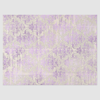 Metallic Lavender Damask on Newsprint Decoupage Tissue Paper