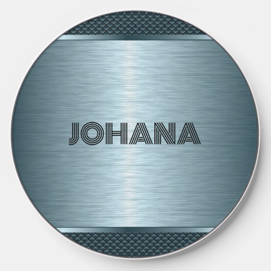 Metallic light blue-gray background wireless charger  (Front)