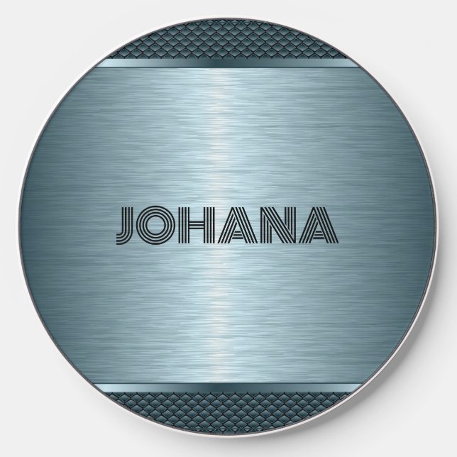 Metallic light blue-gray background wireless charger  (Front)