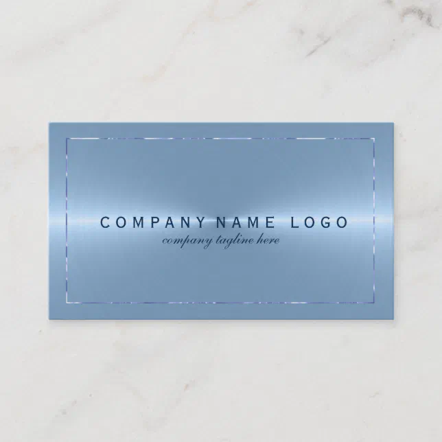 Metallic Light Blue Stainless Steel Look Business Card | Zazzle