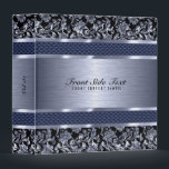 Metallic Light Blue Vintage Floral Damasks Binder<br><div class="desc">Black and light blue tint metallic design brushed aluminum look and metallic vintage floral damasks: custom and optional monogram. Design is available on other products and can be requested on any product we offer at Zazzle. This is not a metal but an image that looks metallic.</div>