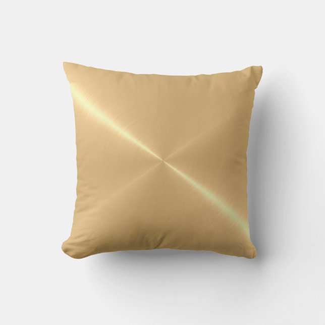 Metallic Light Gold Stainless Steel Metal Look Throw Pillow (Front)