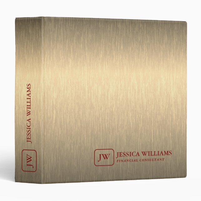 Metallic Light Gold Texture Black Typography 3 Ring Binder (Front/Spine)